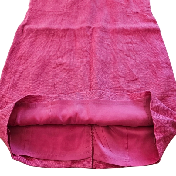 Women's Talbot Hot Pink Tweed Linen Sheath Dress Sleeveless 14P   14 Petite - Picture 4 of 9